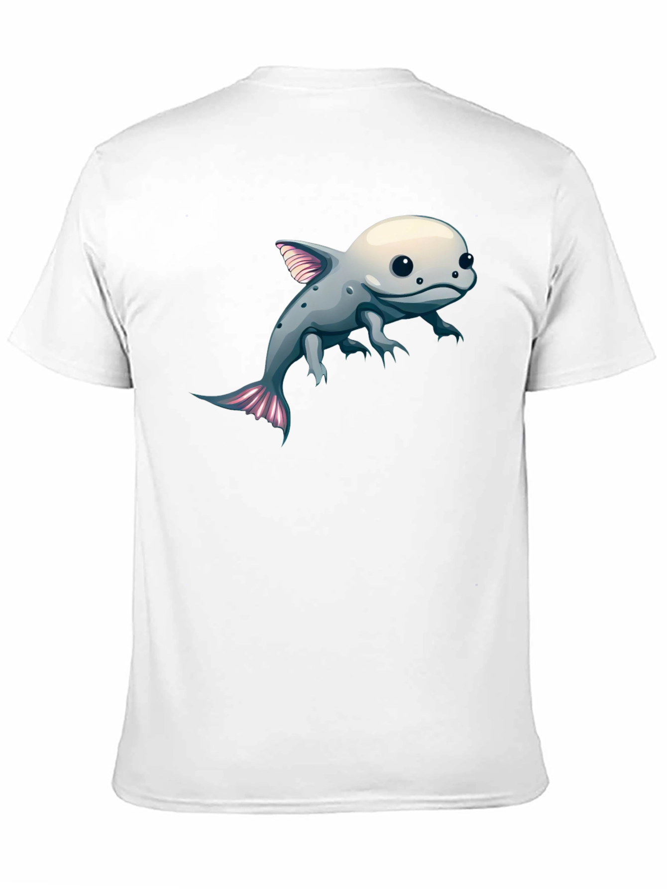 Axolotl Cartoon Graphic Tee - Black Cotton Blend