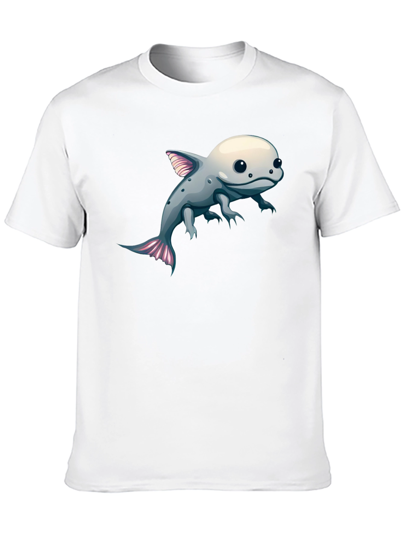 Axolotl Cartoon Graphic Tee - Black Cotton Blend