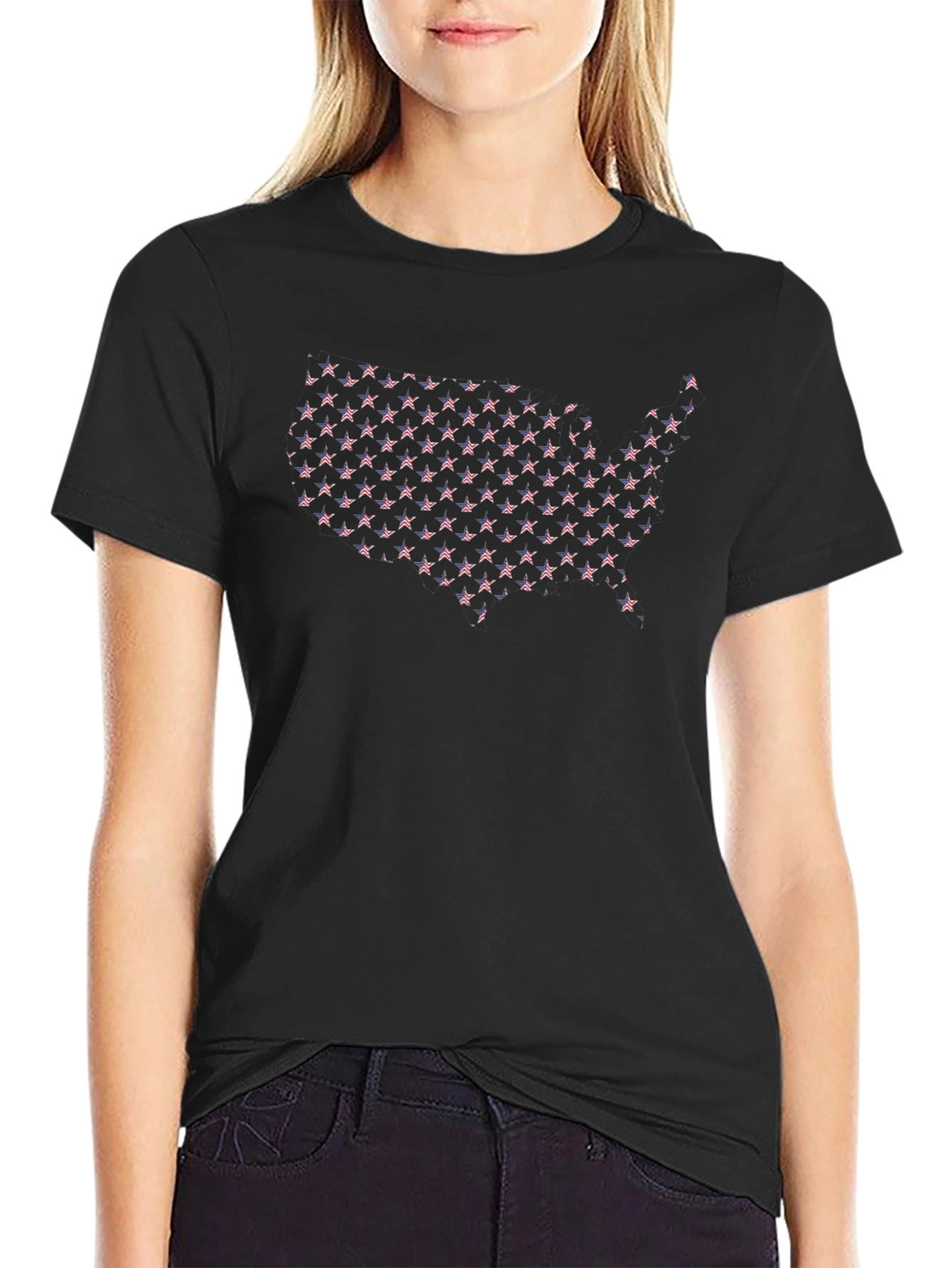 USA Flag Star Map Graphic T-Shirt