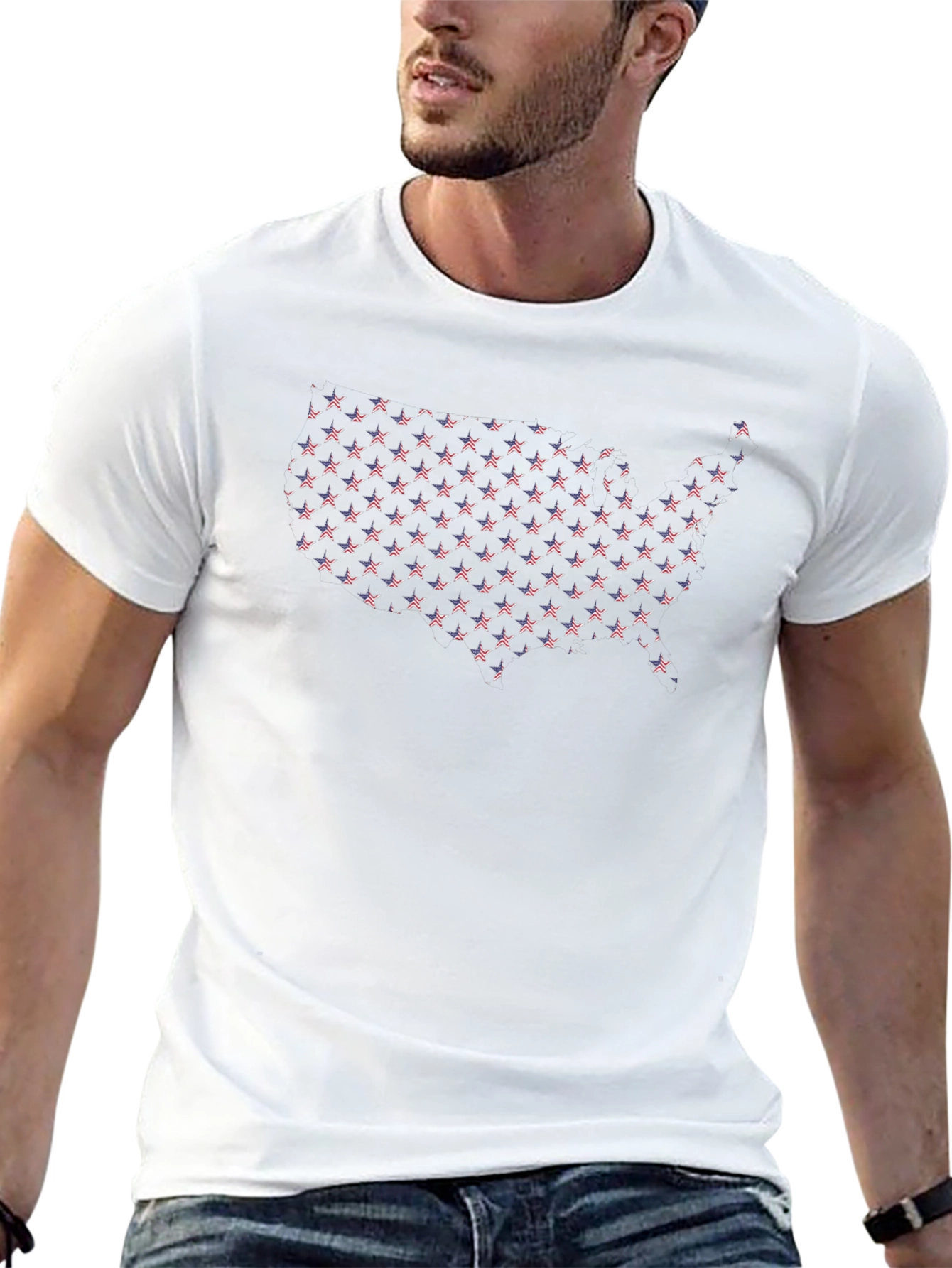 USA Flag Star Map Graphic T-Shirt