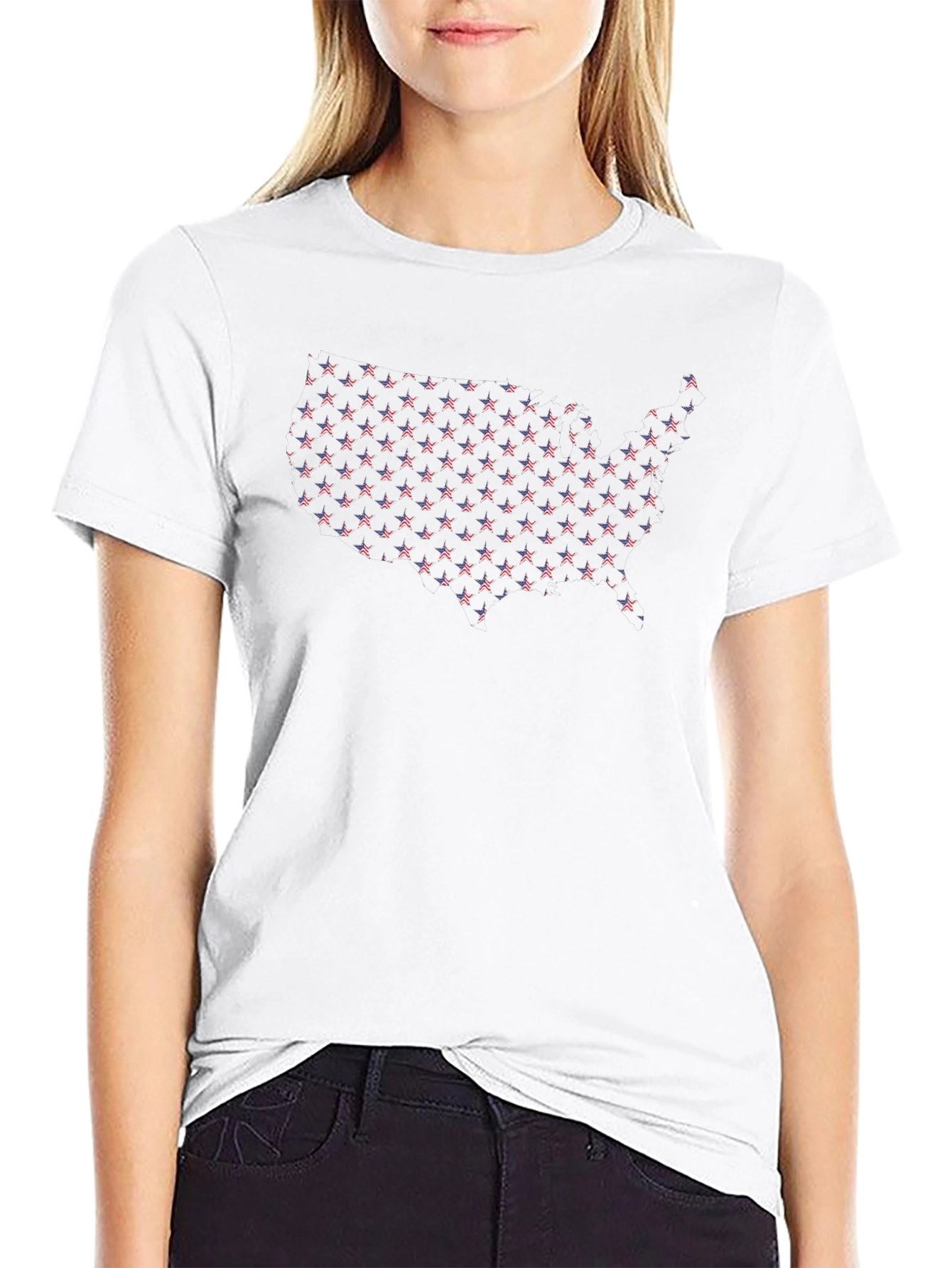 USA Flag Star Map Graphic T-Shirt