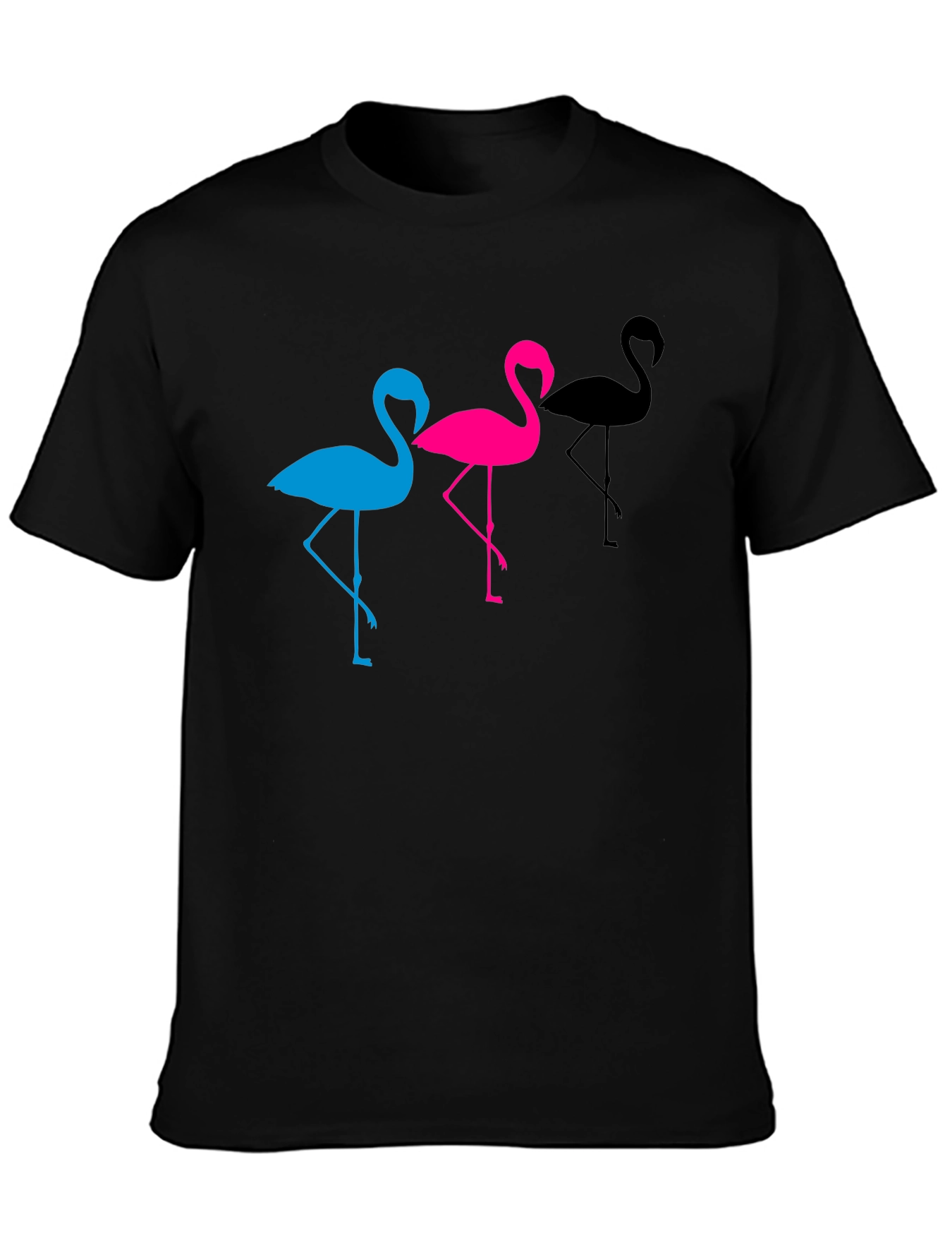 Flamingo Trio Graphic Tee - Black Unisex T-Shirt