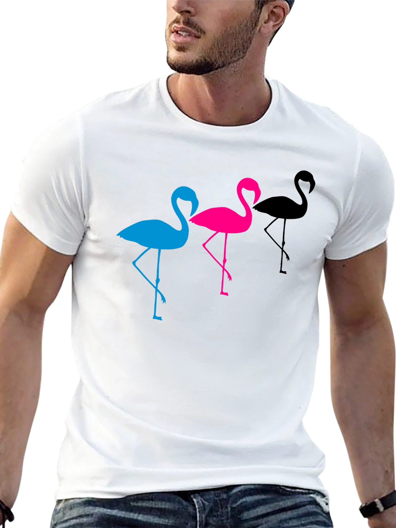 Flamingo Trio Graphic Tee - Black Unisex T-Shirt