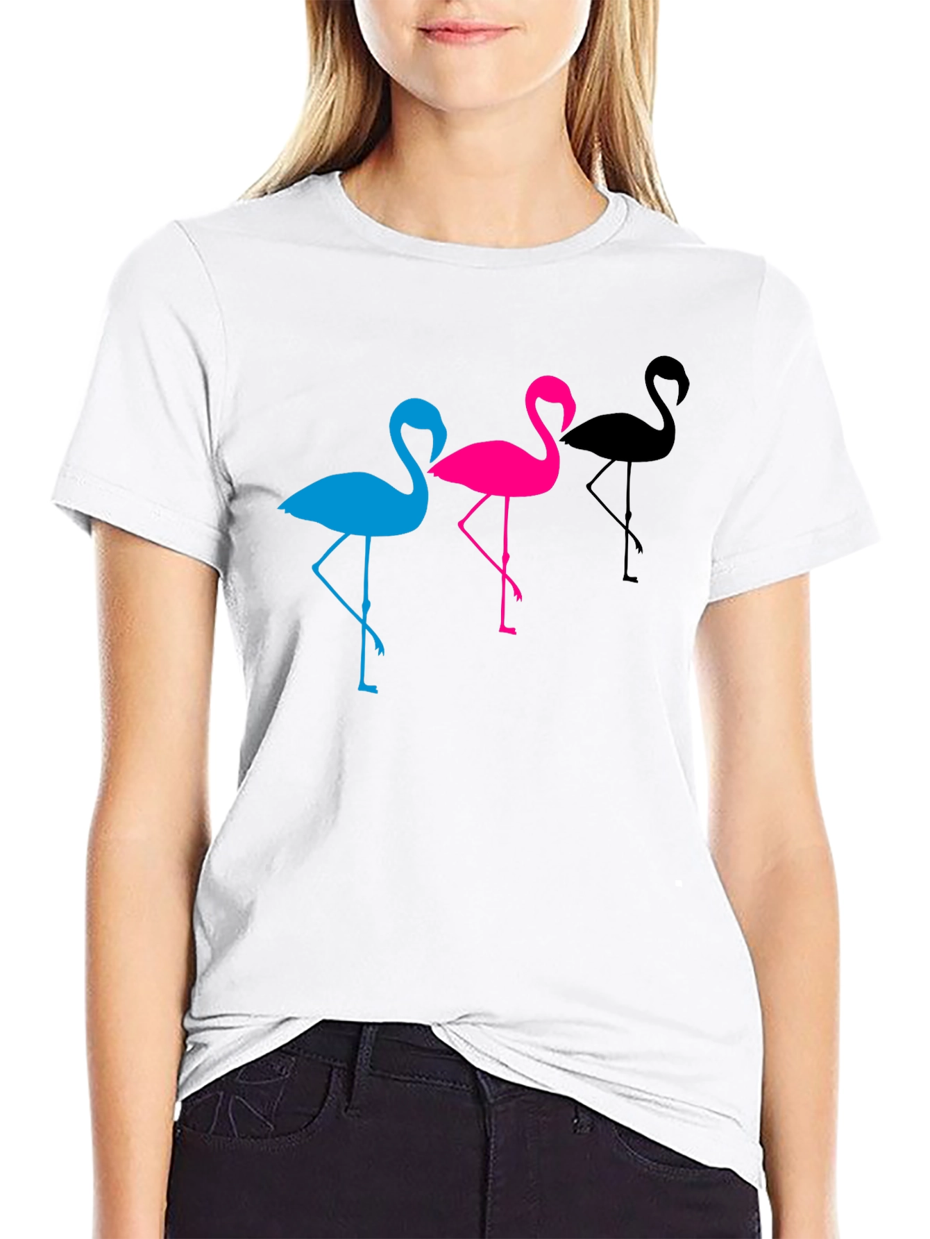 Flamingo Trio Graphic Tee - Black Unisex T-Shirt