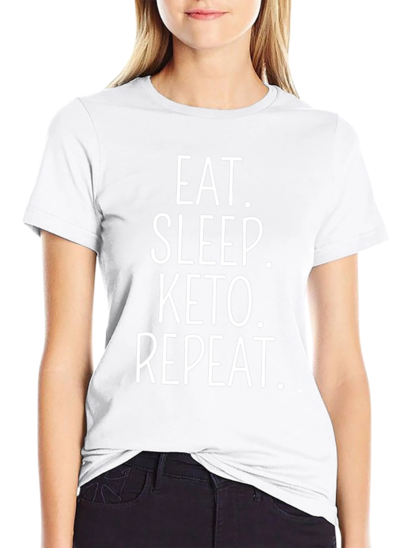 Eat Sleep Keto Repeat Black Graphic T-Shirt