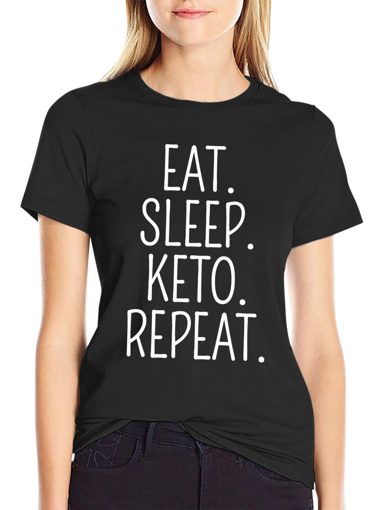 Eat Sleep Keto Repeat Black Graphic T-Shirt