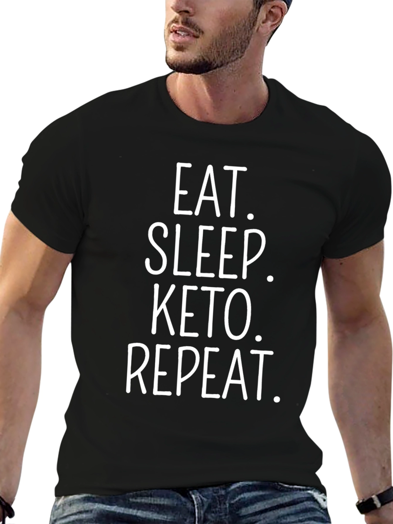 Eat Sleep Keto Repeat Black Graphic T-Shirt