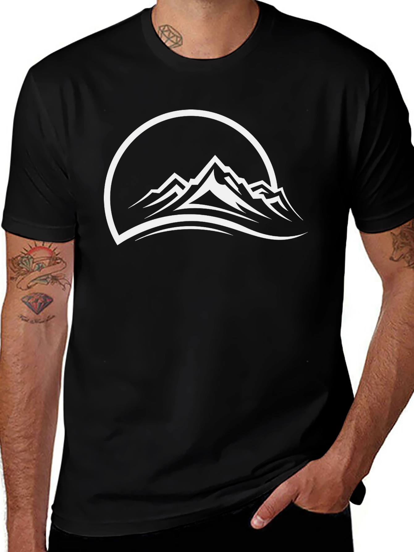 Mountain Peak Graphic Tee - Black
