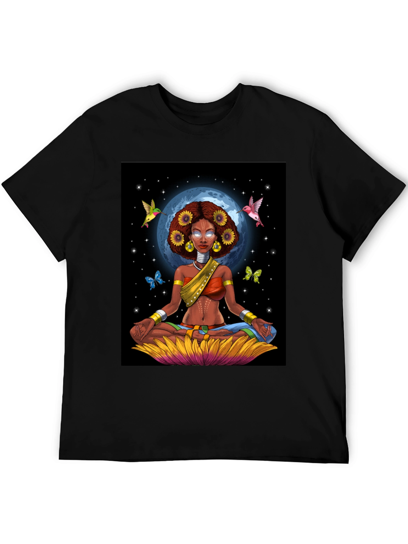 Meditating Woman Graphic Tee - Celestial Zen Style