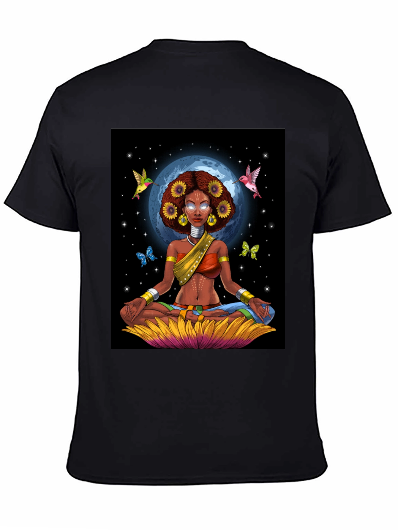 Meditating Woman Graphic Tee - Celestial Zen Style