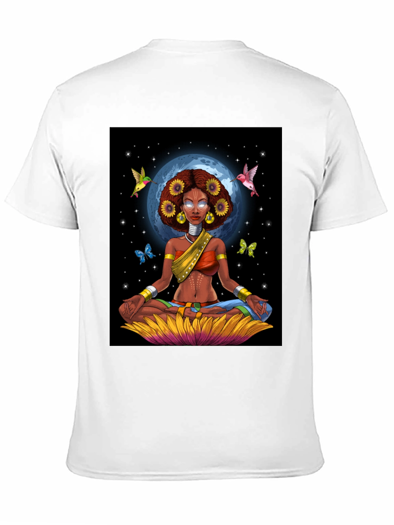 Meditating Woman Graphic Tee - Celestial Zen Style