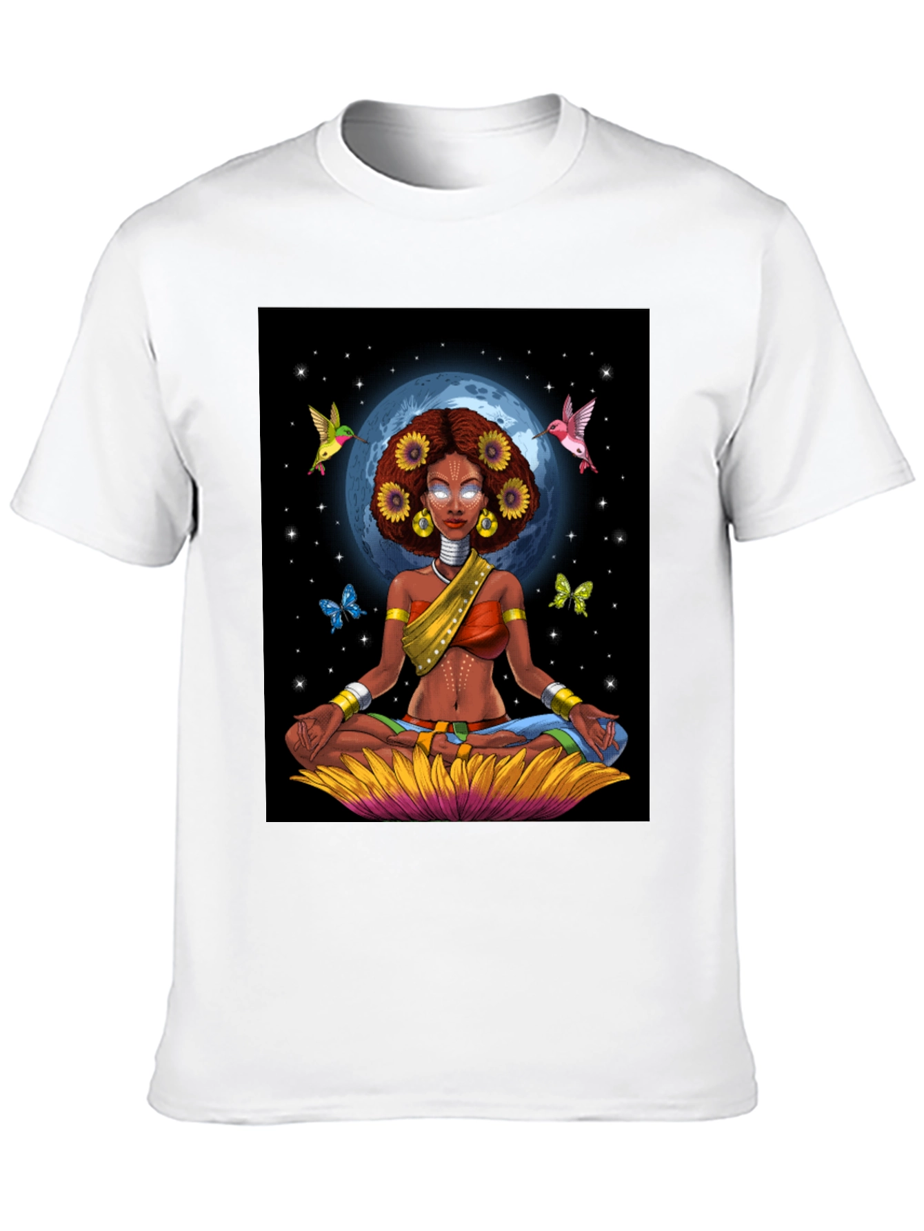 Meditating Woman Graphic Tee - Celestial Zen Style