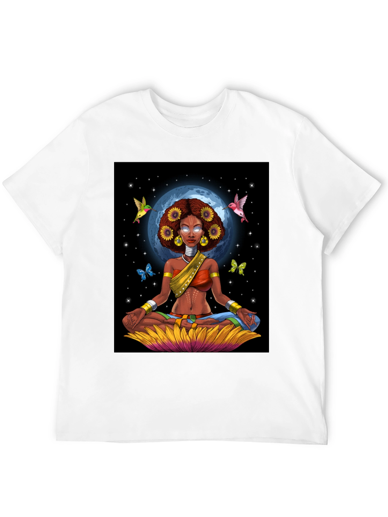 Meditating Woman Graphic Tee - Celestial Zen Style