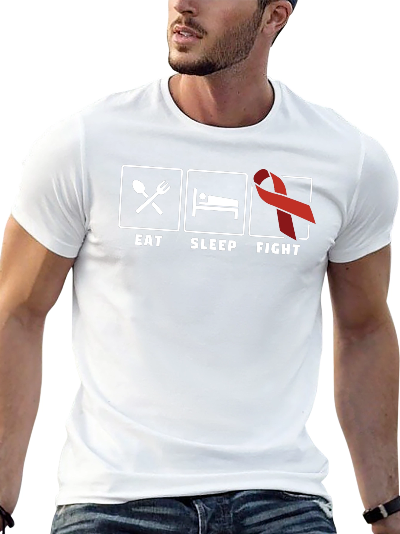 Eat Sleep Fight Cancer Awareness T-Shirt