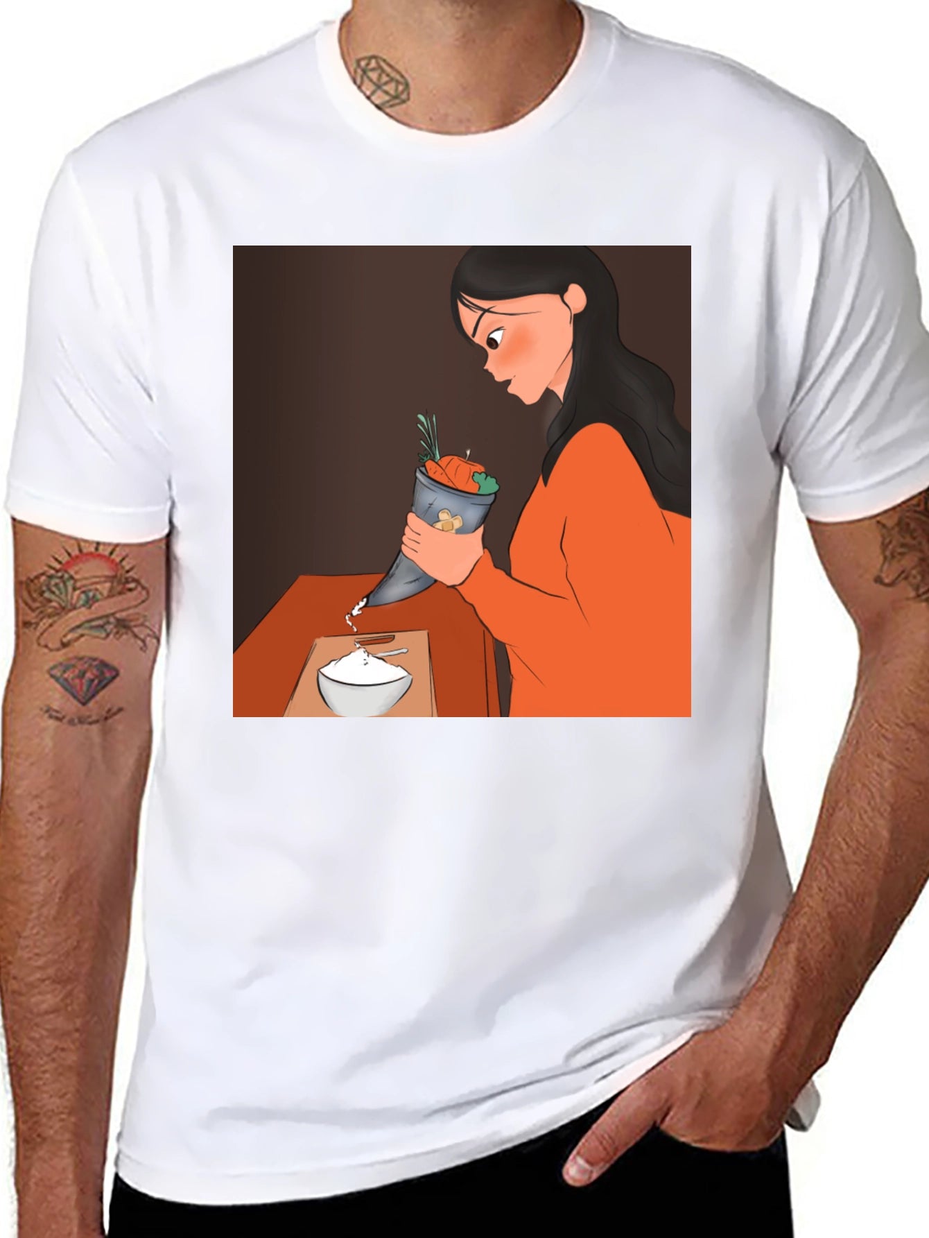 Cartoon Design Black T-Shirt