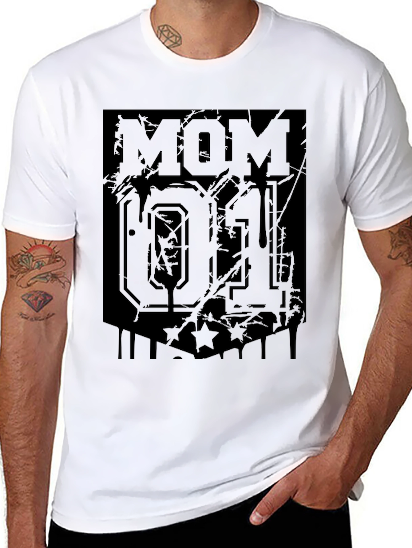 Distressed Mom 01 Graphic Tee - Black
