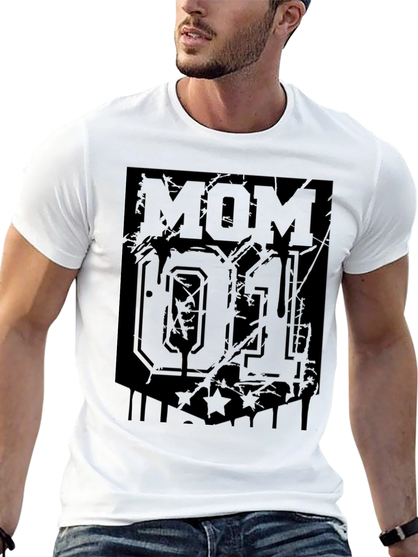 Distressed Mom 01 Graphic Tee - Black