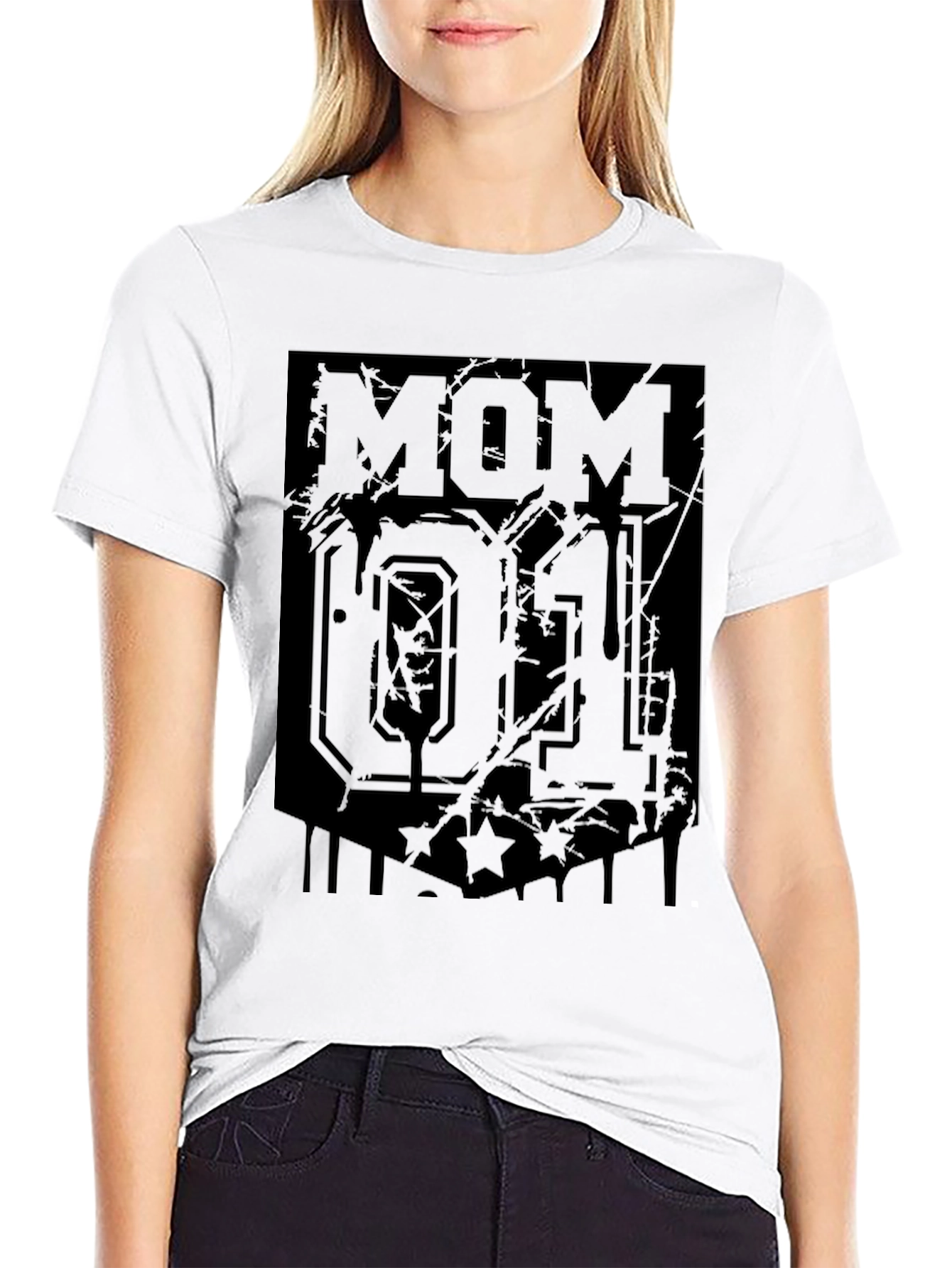 Distressed Mom 01 Graphic Tee - Black