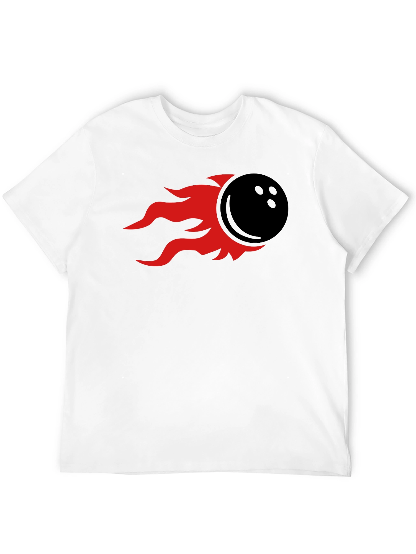 Flaming Bowling Ball Graphic Tee - Black