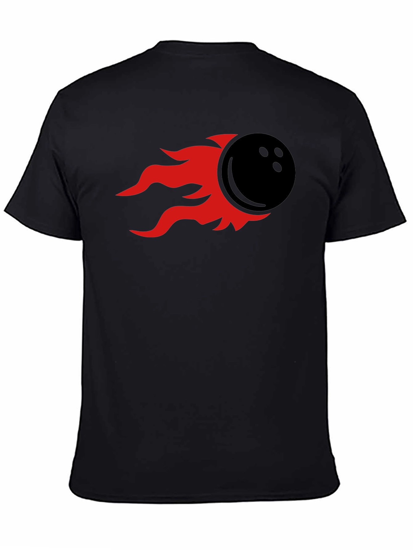 Flaming Bowling Ball Graphic Tee - Black