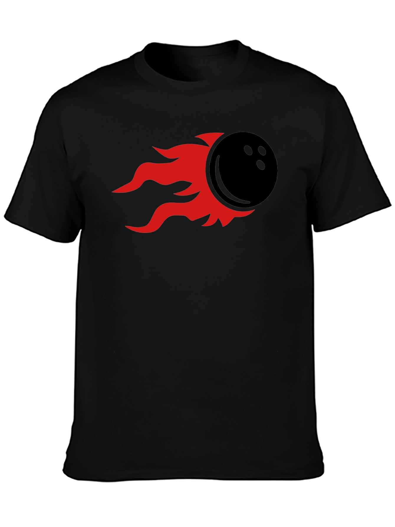 Flaming Bowling Ball Graphic Tee - Black