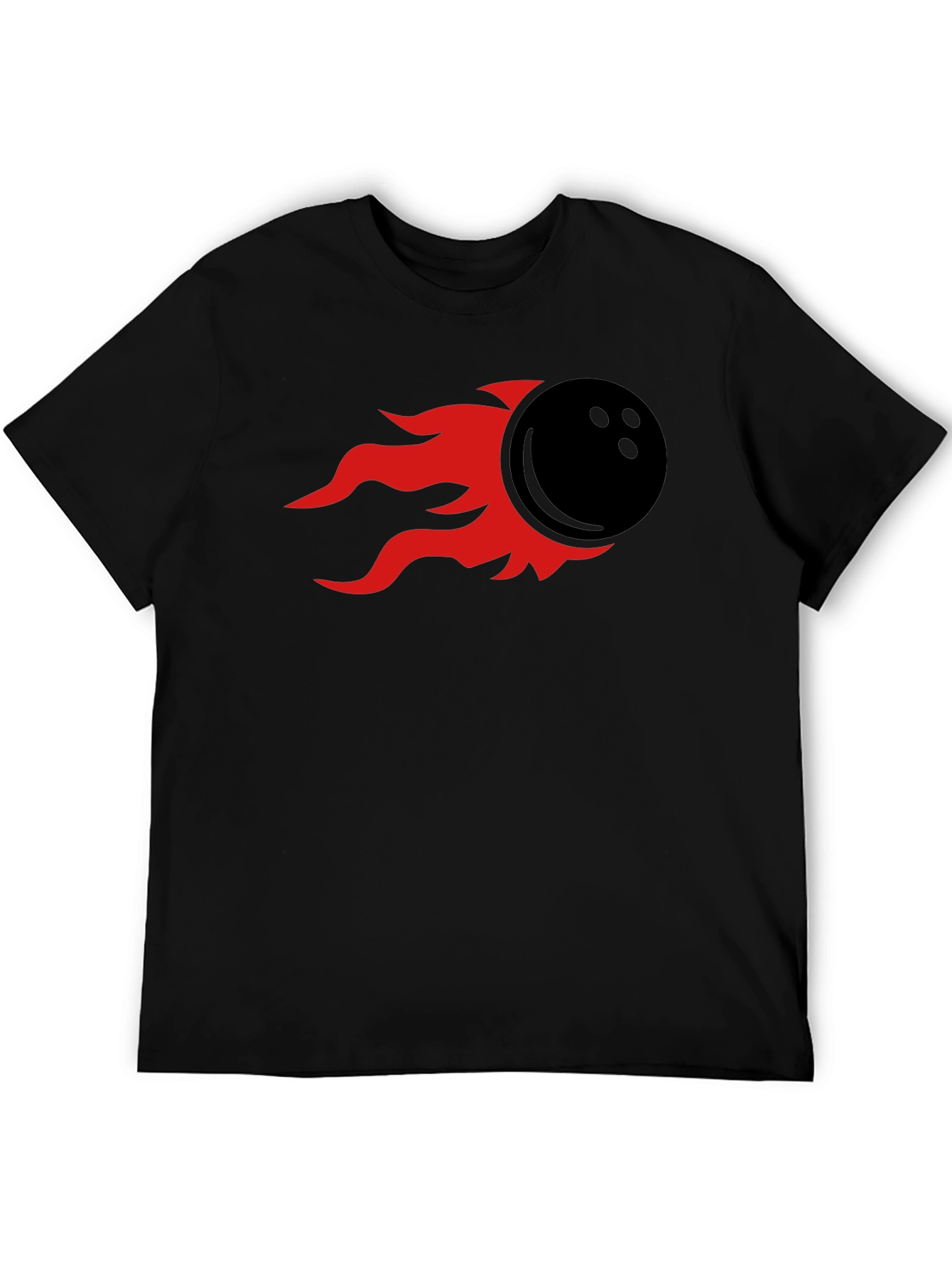 Flaming Bowling Ball Graphic Tee - Black
