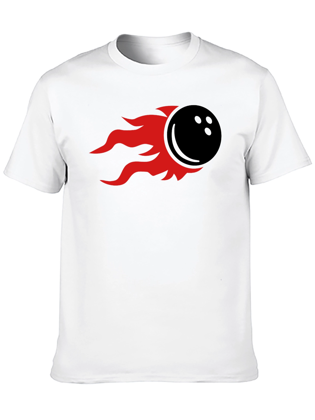 Flaming Bowling Ball Graphic Tee - Black