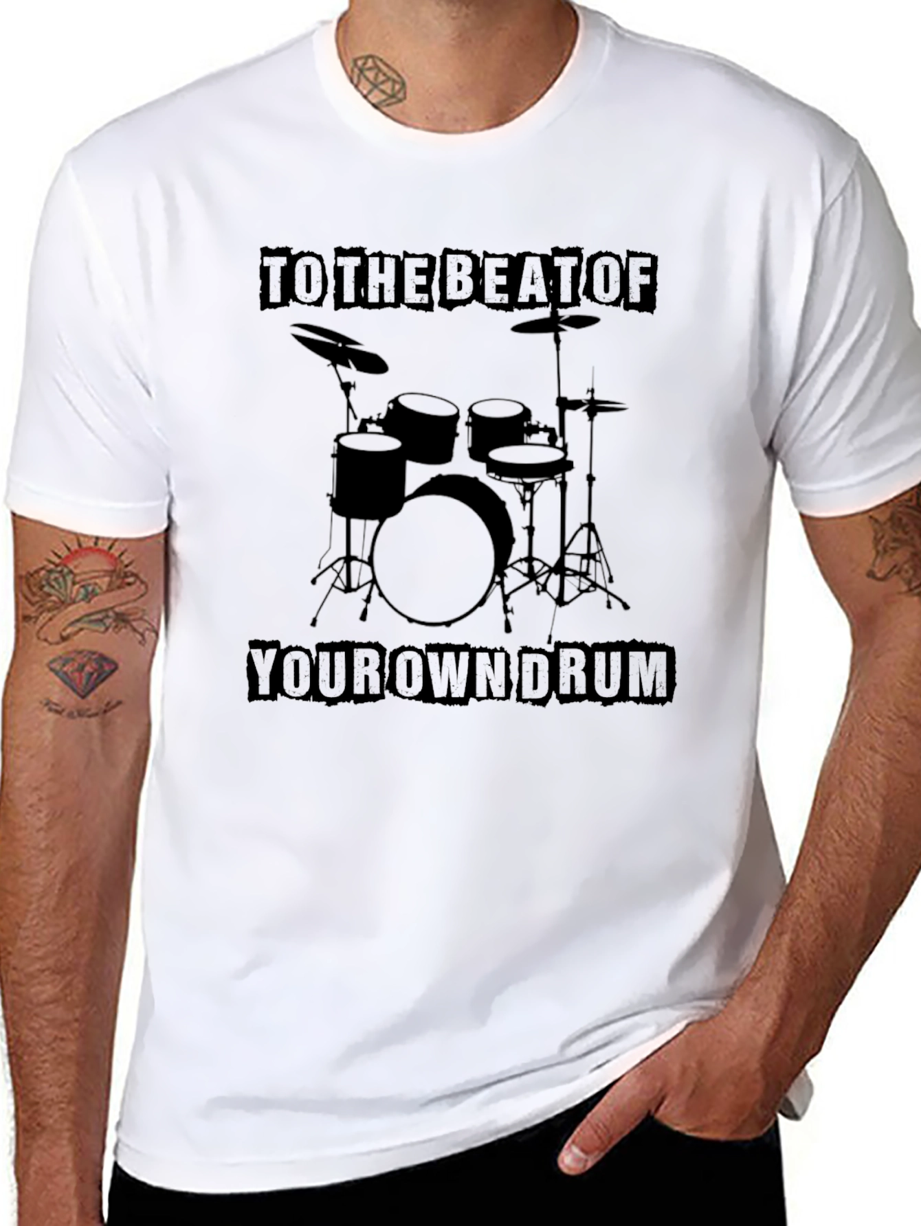 Drum Set Graphic Print T-Shirt