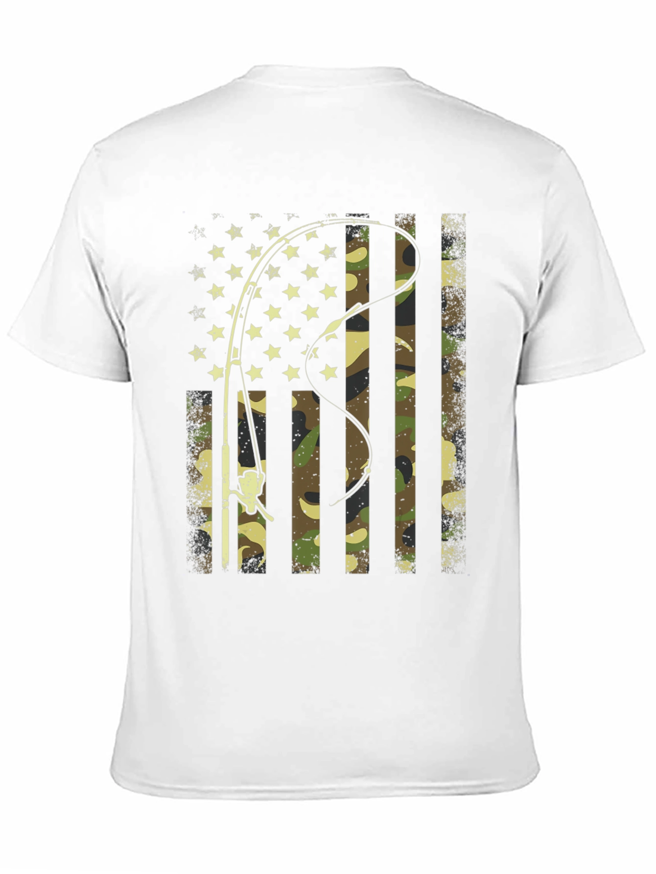 Fishing Rod American Flag Camo T-Shirt