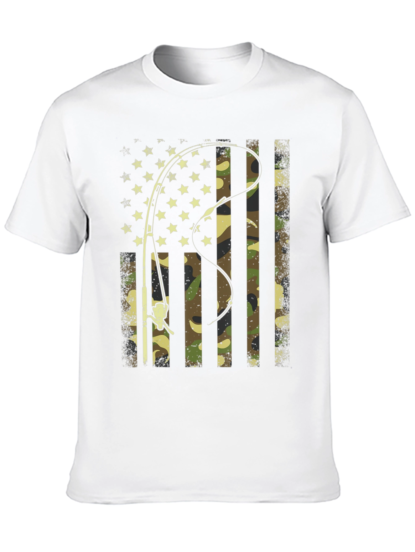 Fishing Rod American Flag Camo T-Shirt