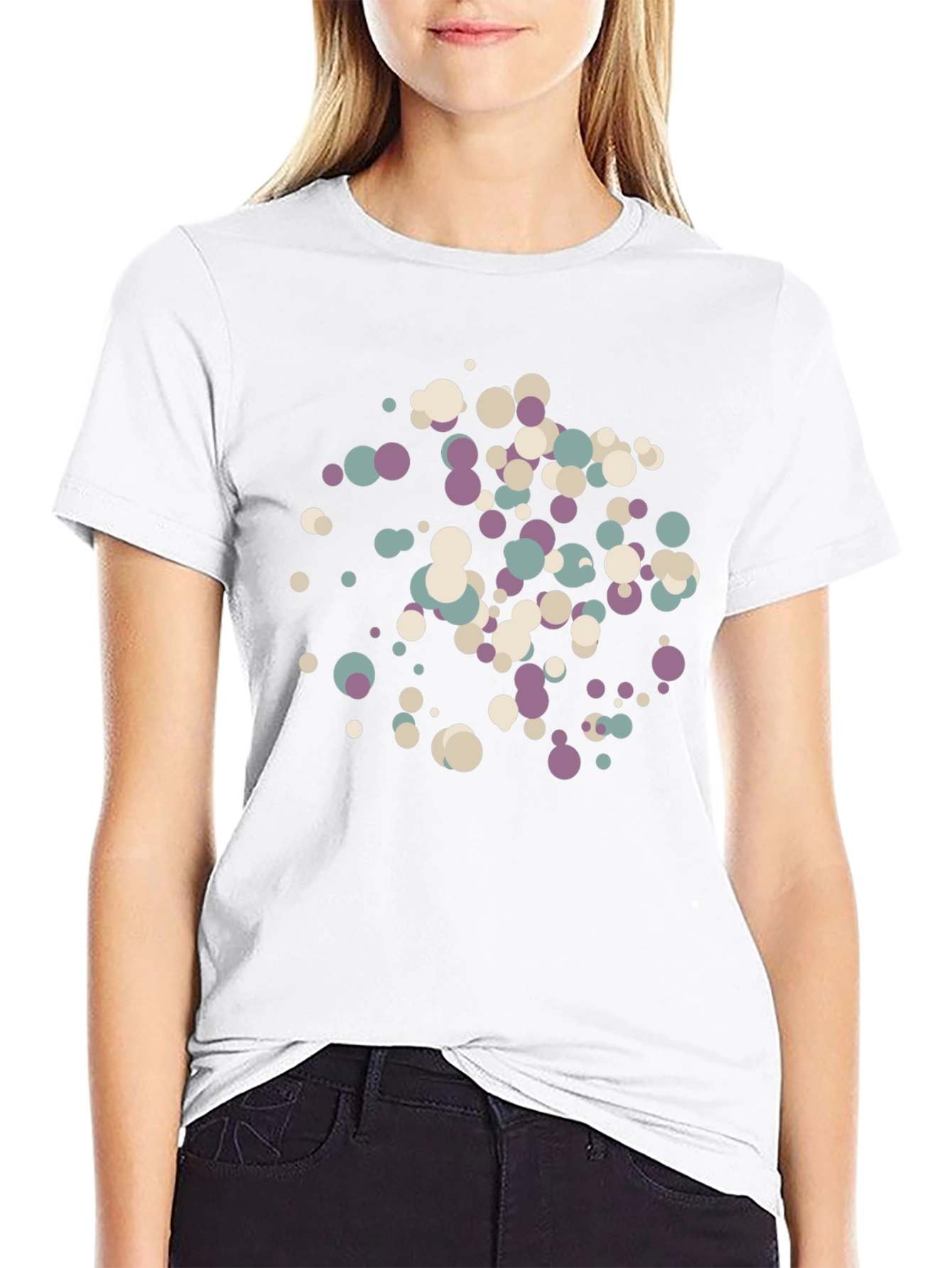Modern Abstract Dot Pattern Black T-Shirt