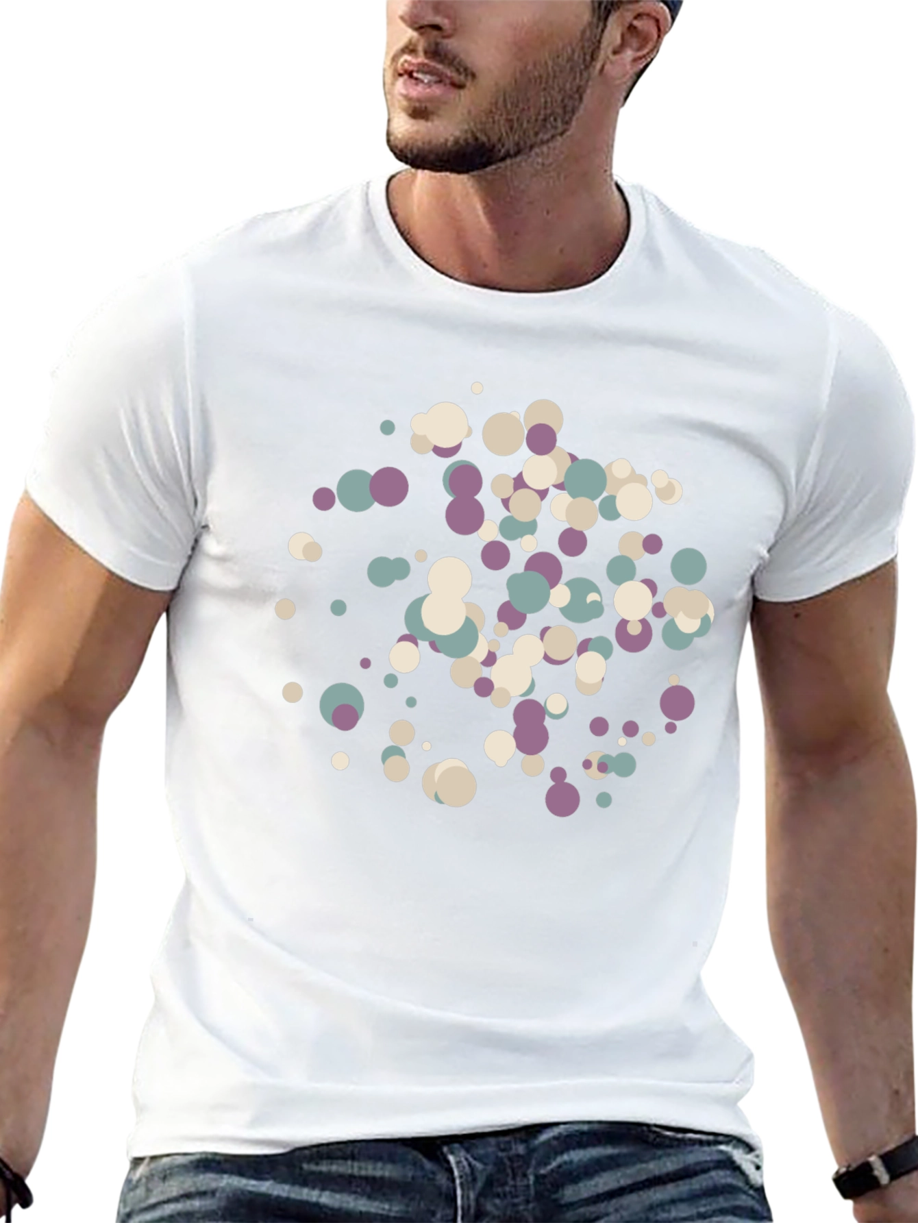 Modern Abstract Dot Pattern Black T-Shirt