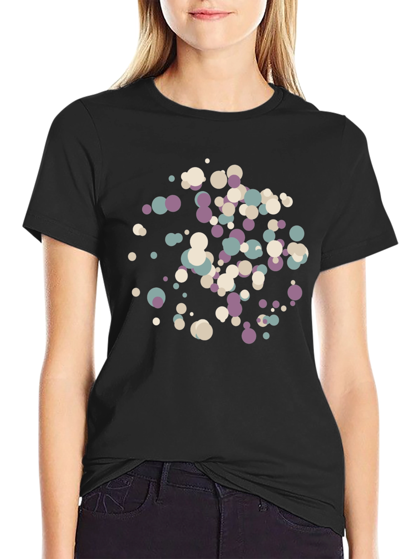 Modern Abstract Dot Pattern Black T-Shirt