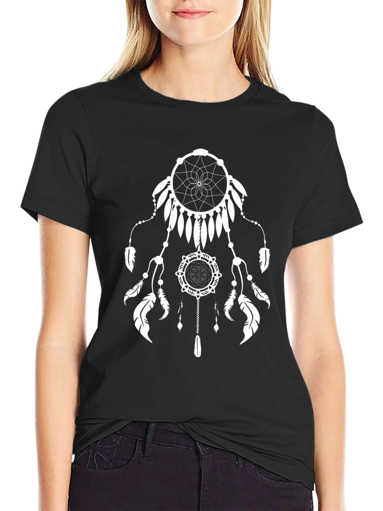 Dreamcatcher Graphic Tee - Black Cotton Comfort