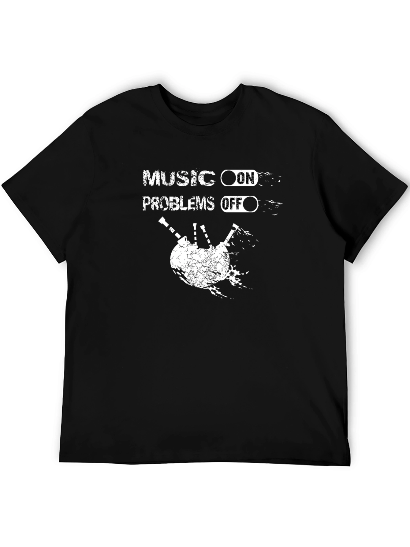 Music On Problems Off Bagpipe Graphic T-Shirt
