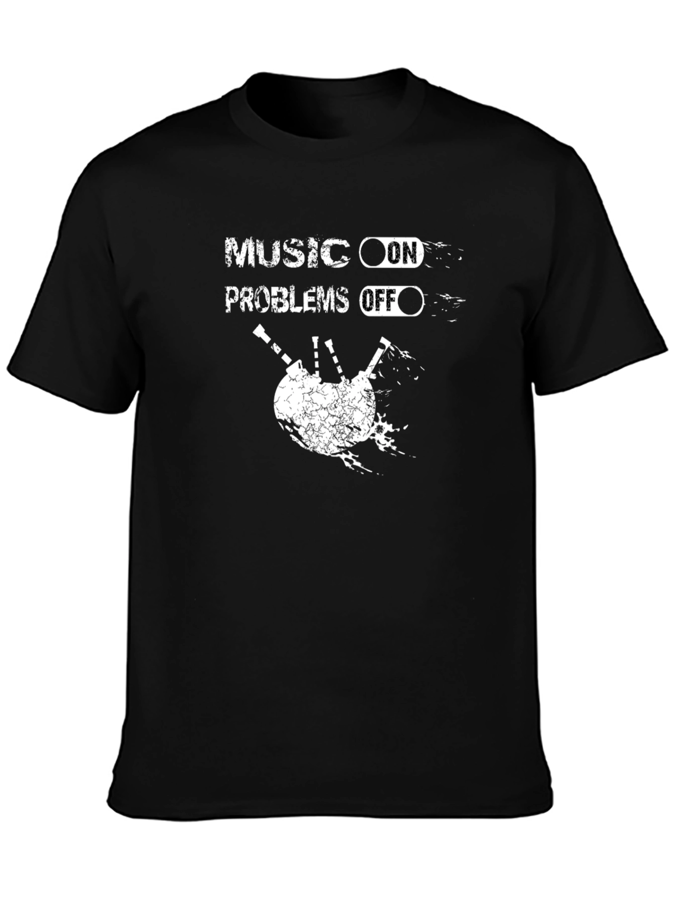 Music On Problems Off Bagpipe Graphic T-Shirt