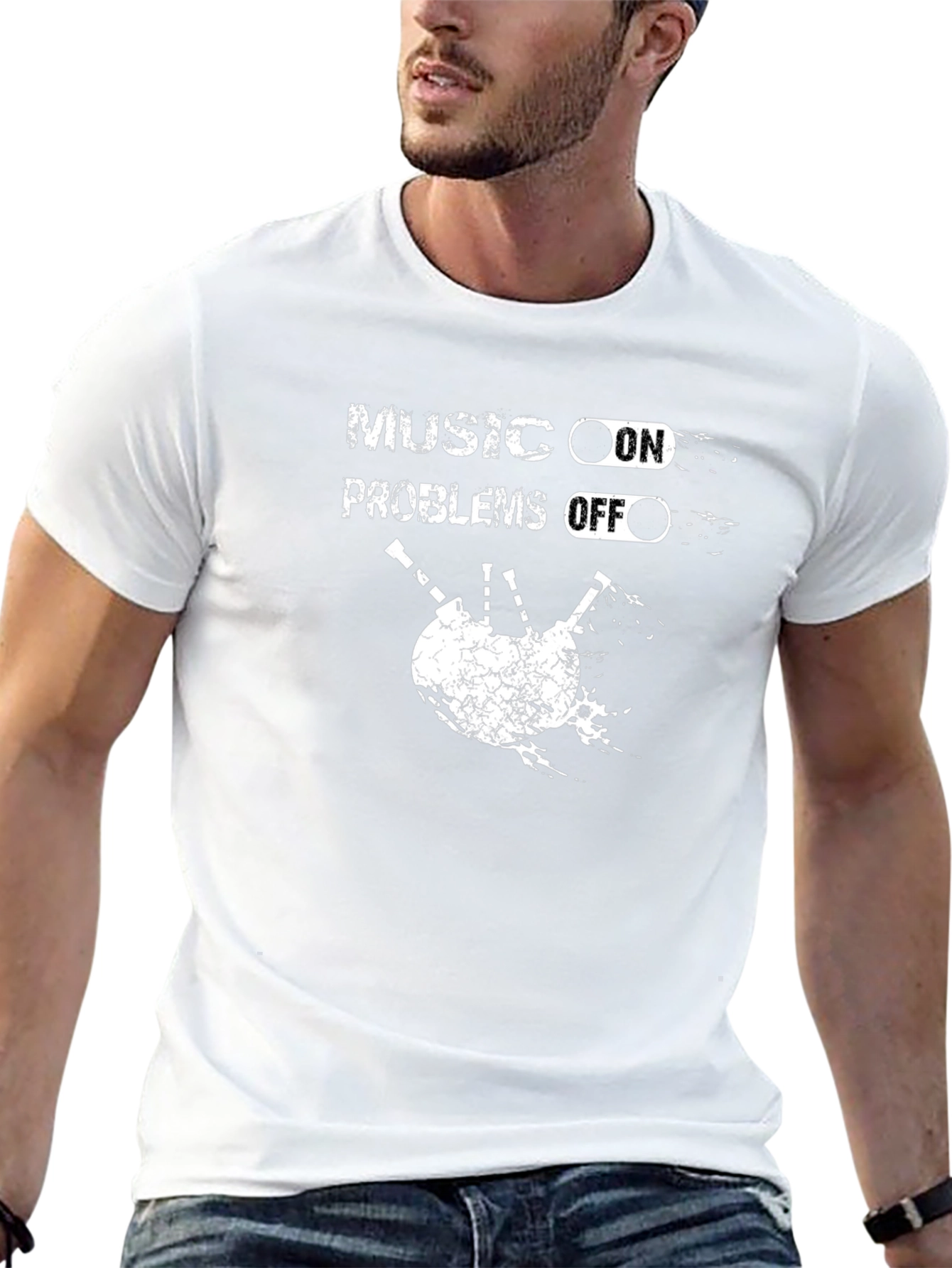 Music On Problems Off Bagpipe Graphic T-Shirt