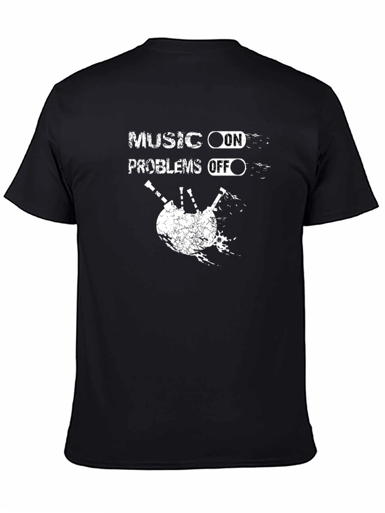 Music On Problems Off Bagpipe Graphic T-Shirt