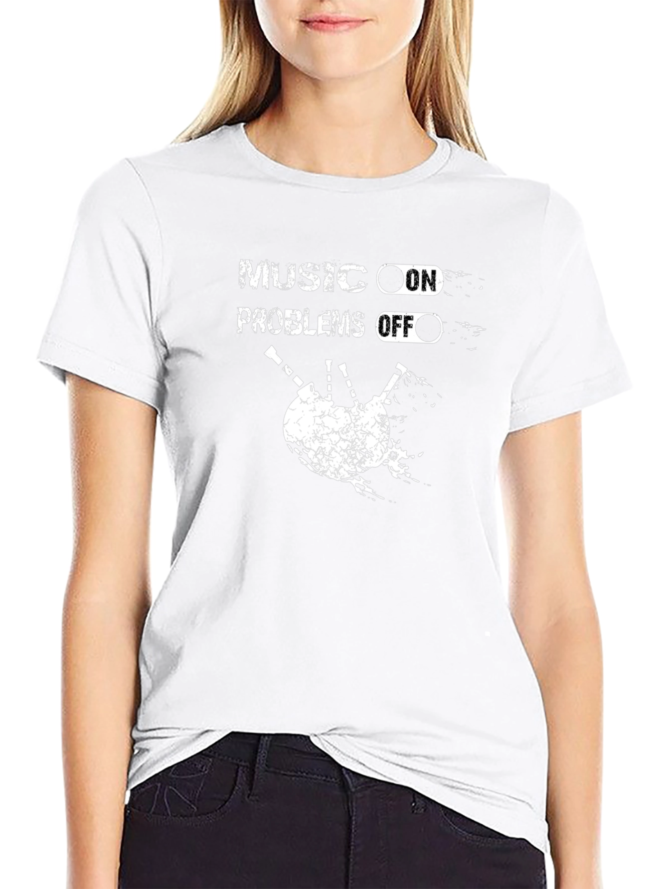 Music On Problems Off Bagpipe Graphic T-Shirt