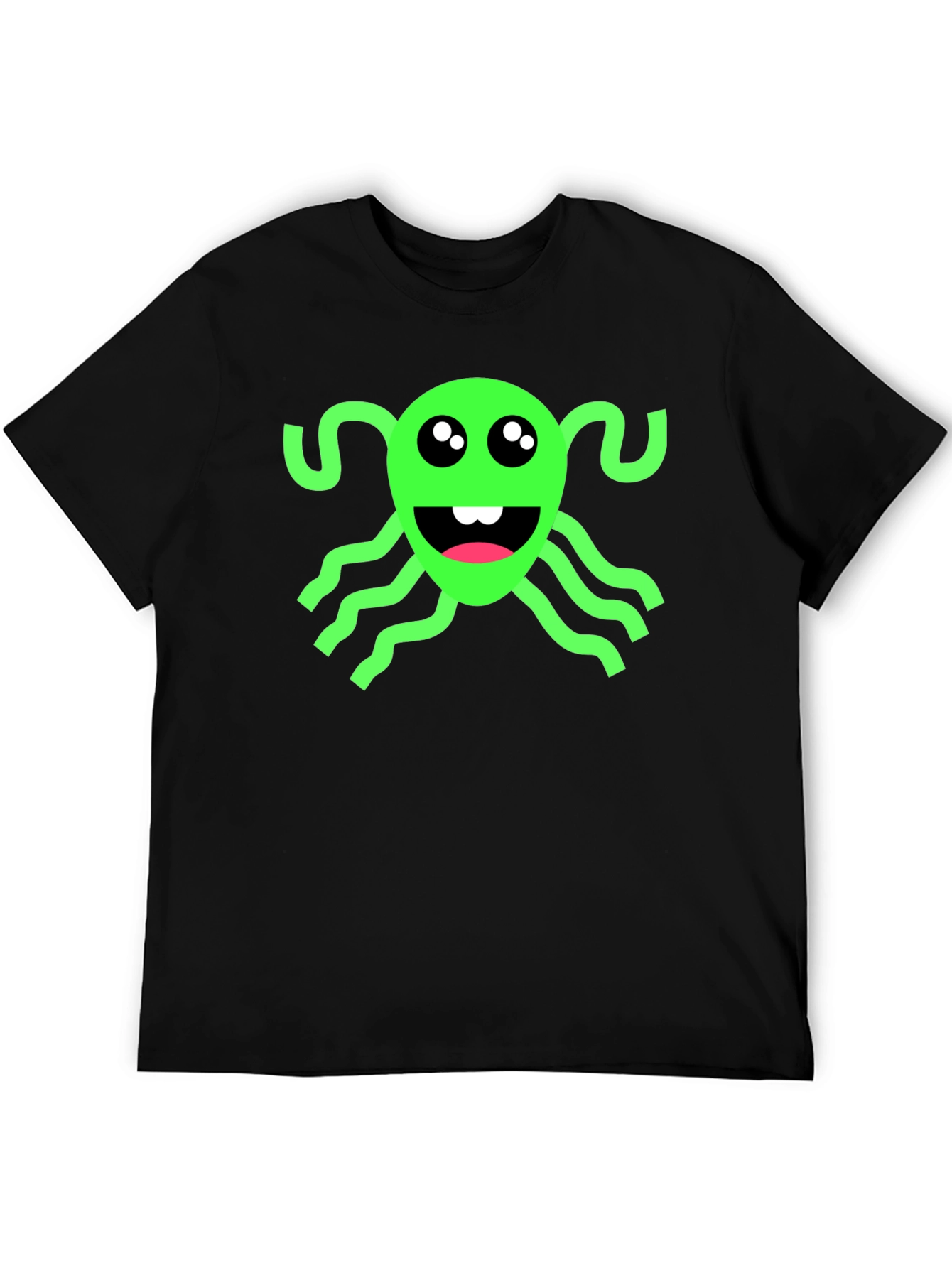 Funny Green Alien Black T-Shirt