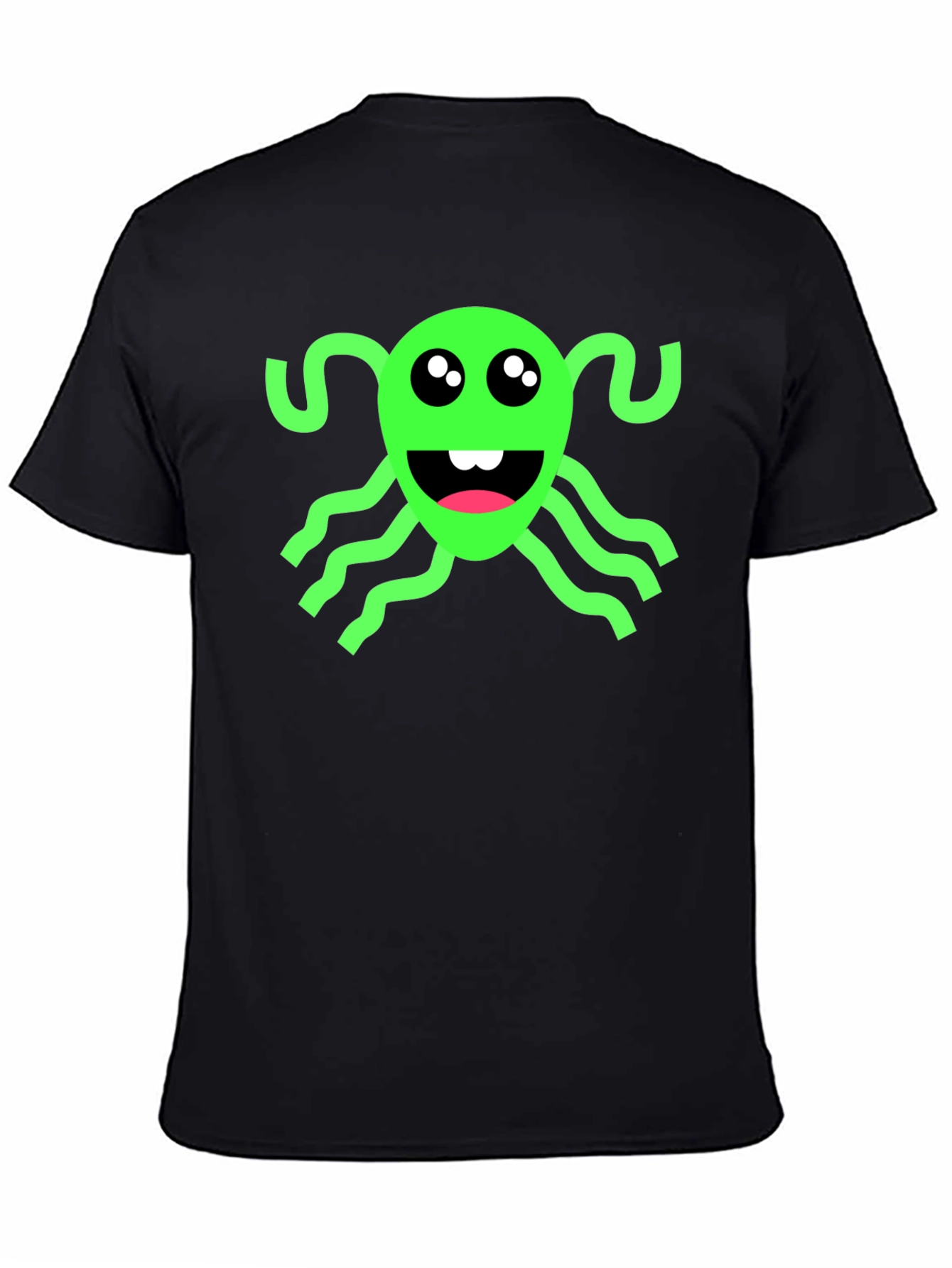 Funny Green Alien Black T-Shirt