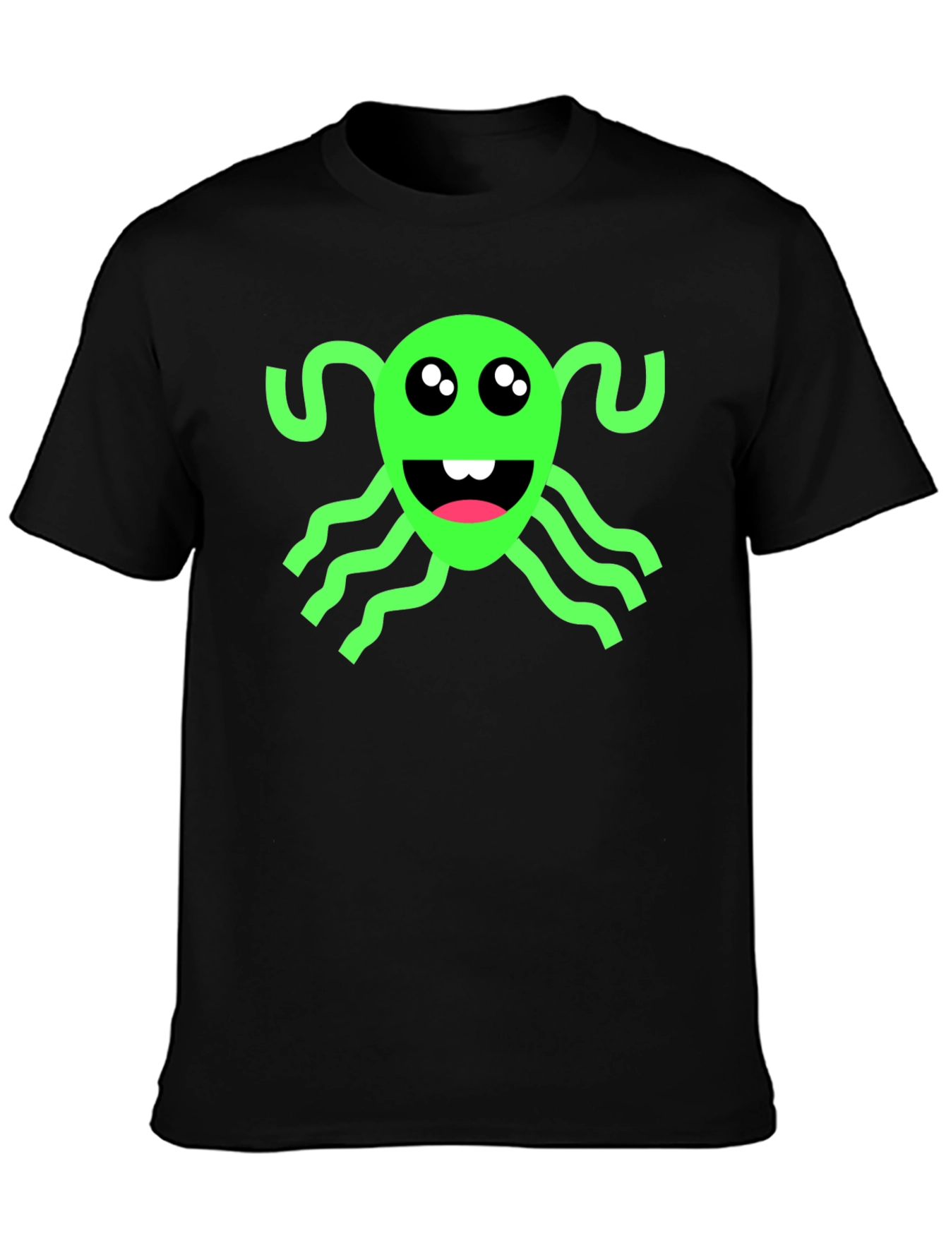 Funny Green Alien Black T-Shirt