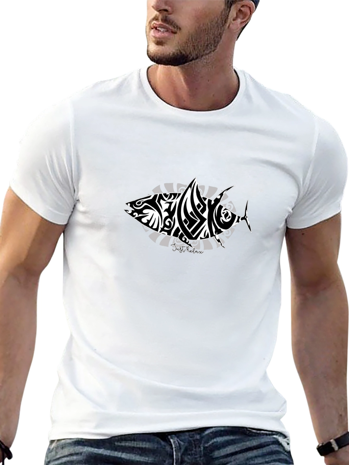Tribal Tuna Graphic Tee - Stylish Mens Black T-Shirt