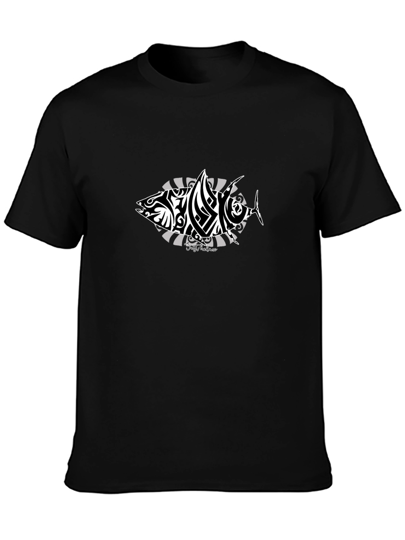 Tribal Tuna Graphic Tee - Stylish Mens Black T-Shirt