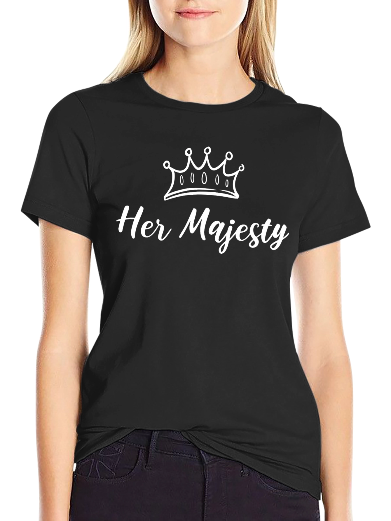Her Majesty Crown Graphic Tee - Black