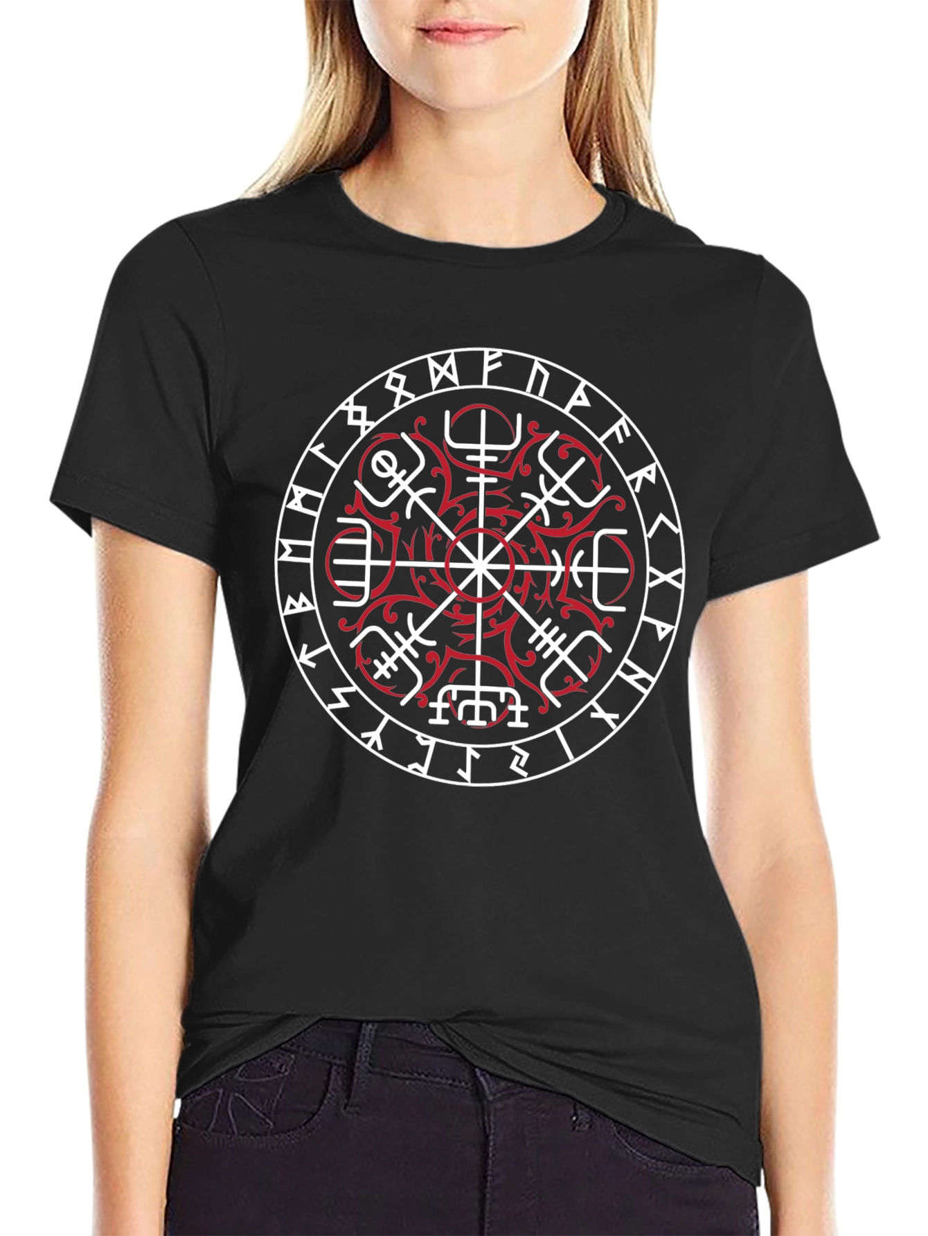 Viking Compass Helm of Awe Black T-Shirt