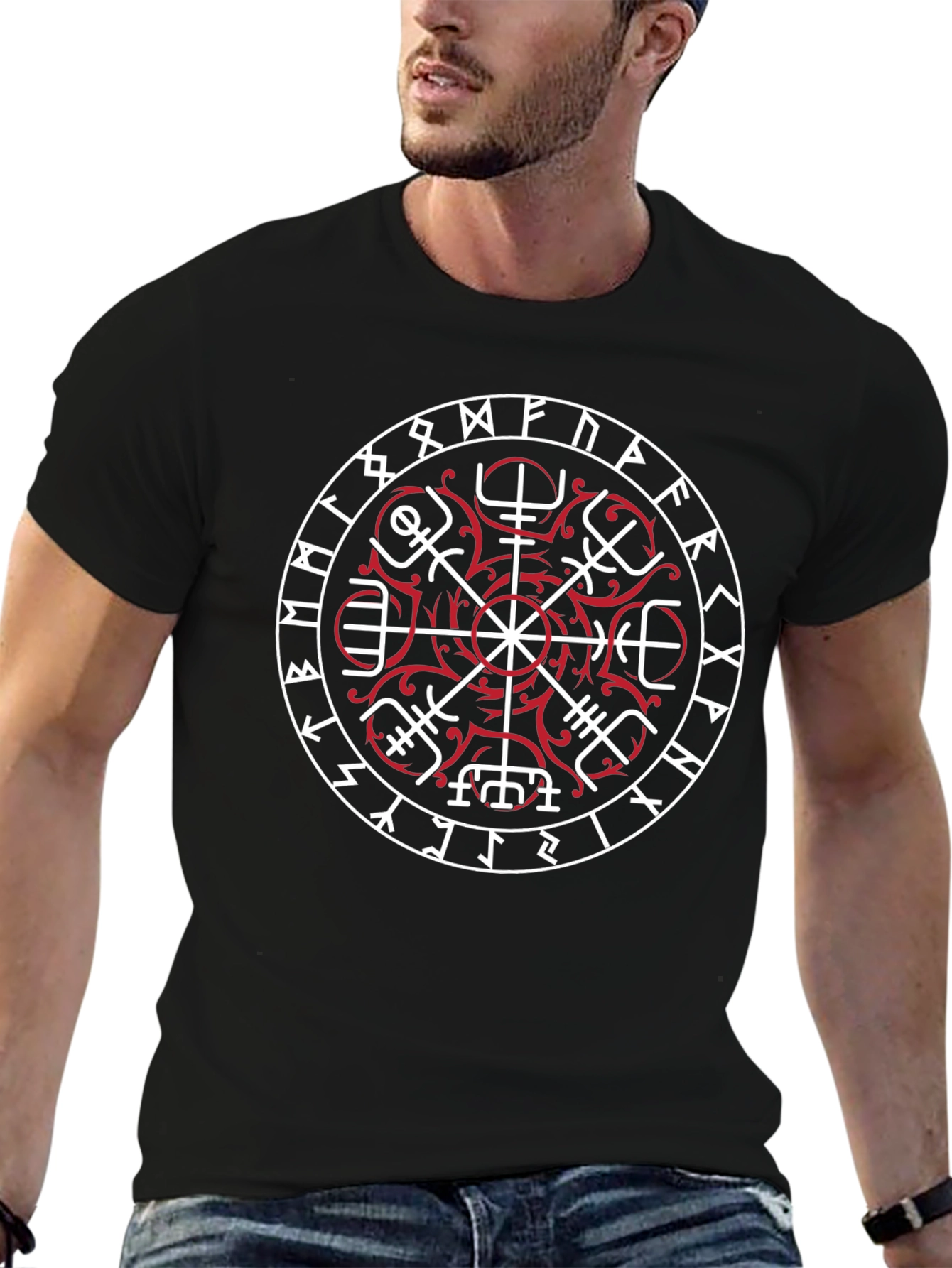 Viking Compass Helm of Awe Black T-Shirt