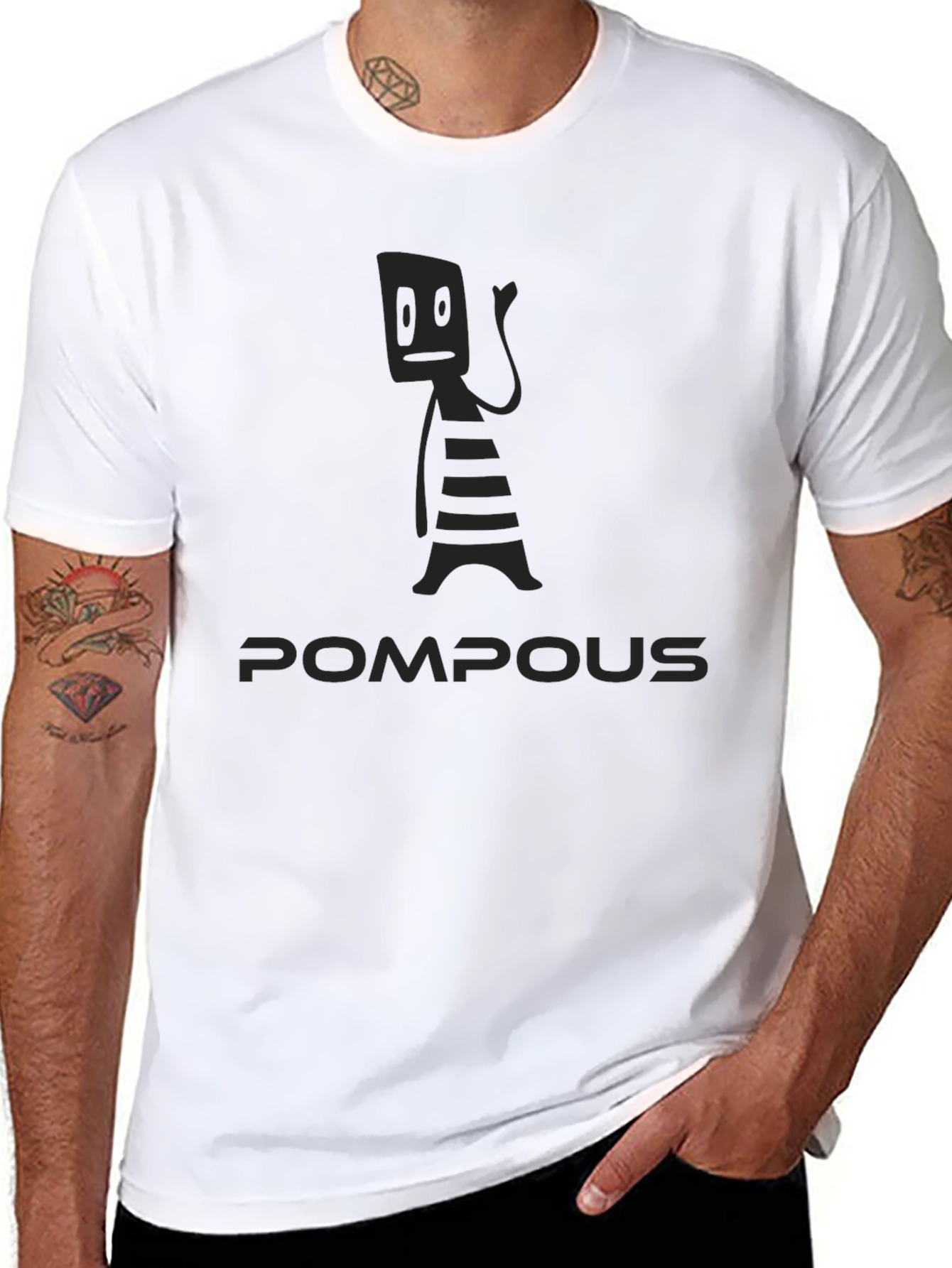 Pompous Graphic T-Shirt - Black Crew Neck Tee
