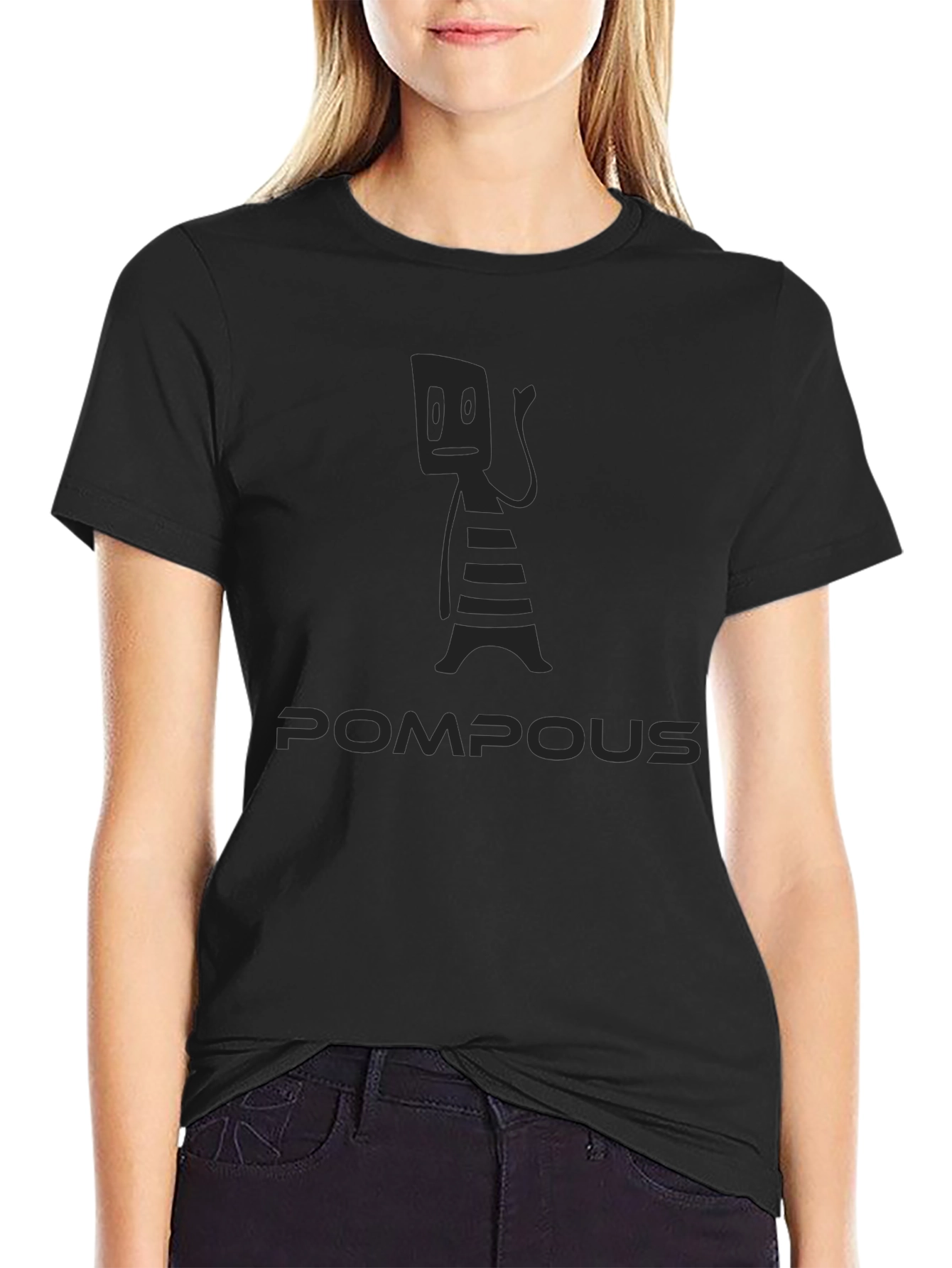 Pompous Graphic T-Shirt - Black Crew Neck Tee