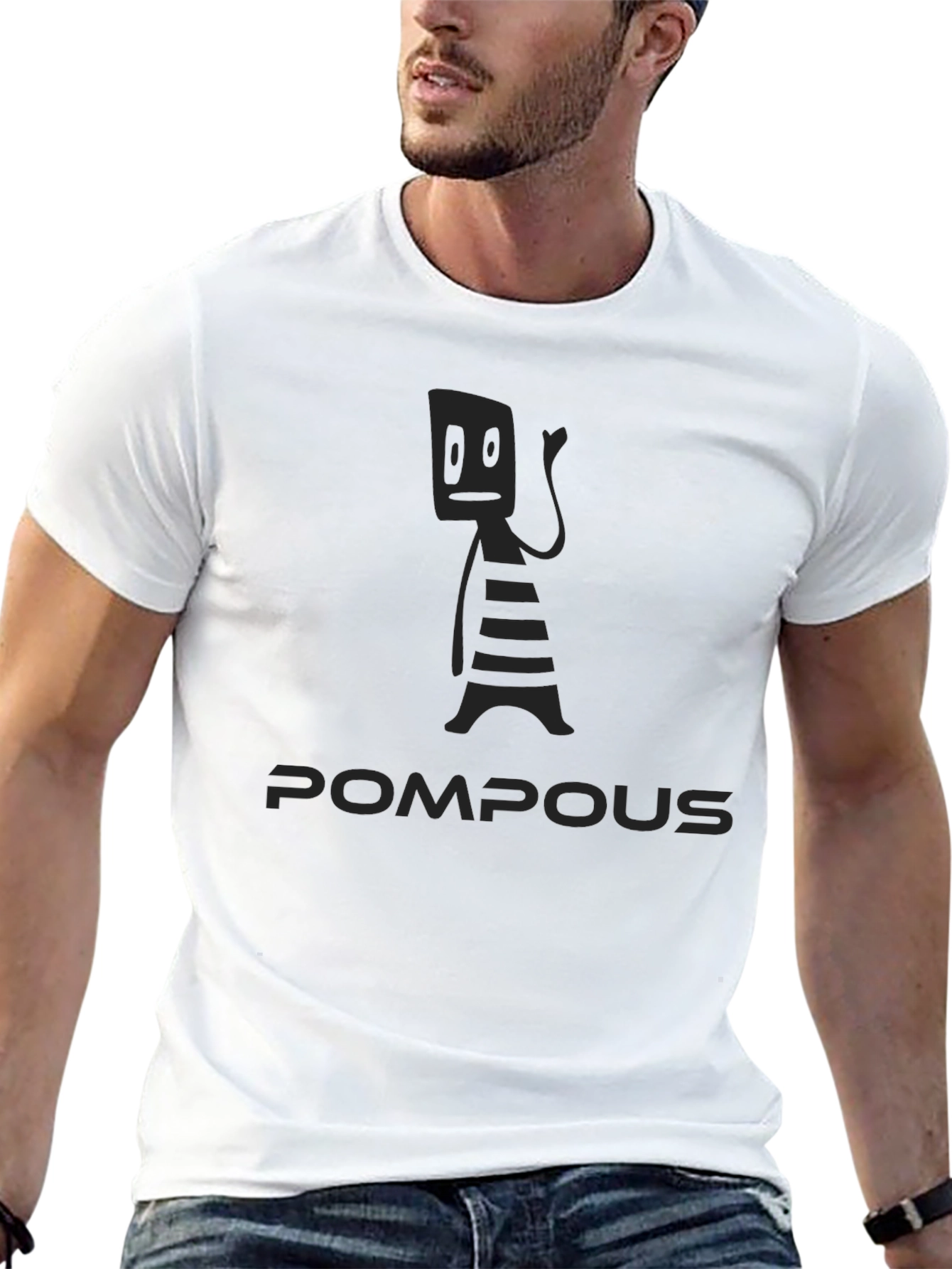 Pompous Graphic T-Shirt - Black Crew Neck Tee